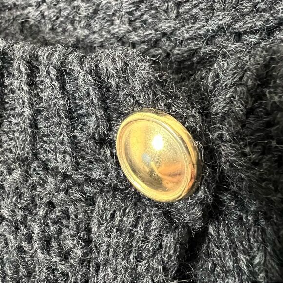 Zara Womens Size Medium Charcoal Gray Waffle Knit Single Button Cardigan Sweater - Picture 6 of 13